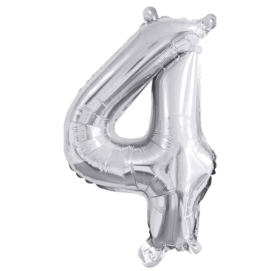 Ballon Métallique "4" Argent - 35cm