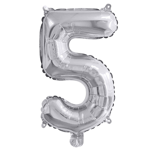 Ballon Métallique "5" Argent - 35cm