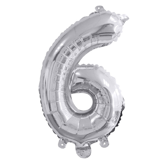 Ballon Métallique "6" Argent - 35cm