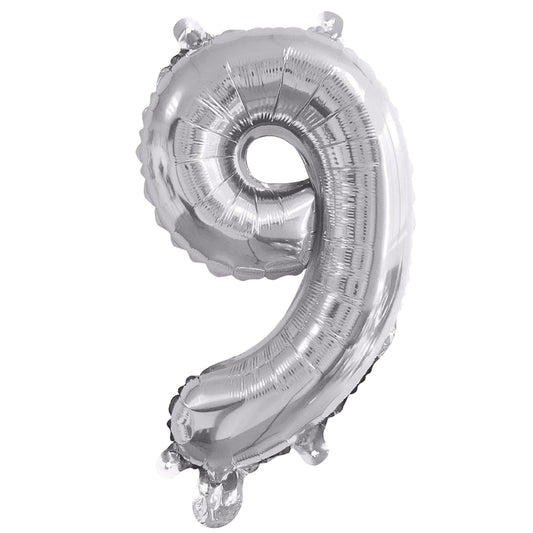 Ballon Métallique "9" Argent - 35cm