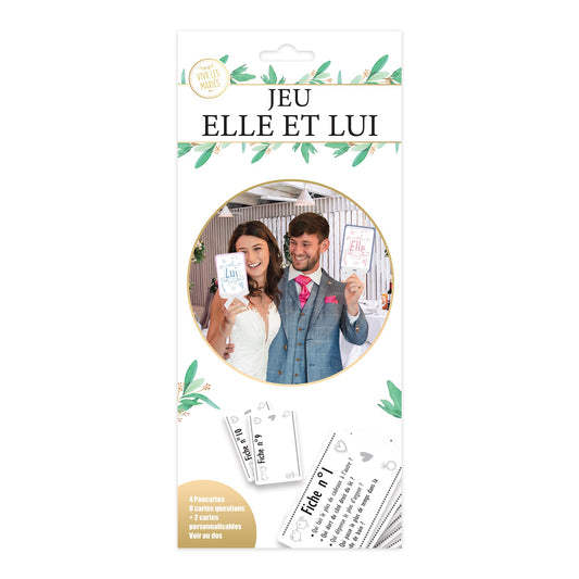 Jeu "Elle et Lui" pour Mariage avec Pancartes "Elle", "Lui" et "Moi"