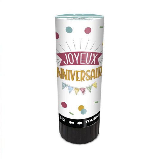 Sachet 4 Mini Canons Confettis Mixte - Joyeux Anniversaire, Multicolore