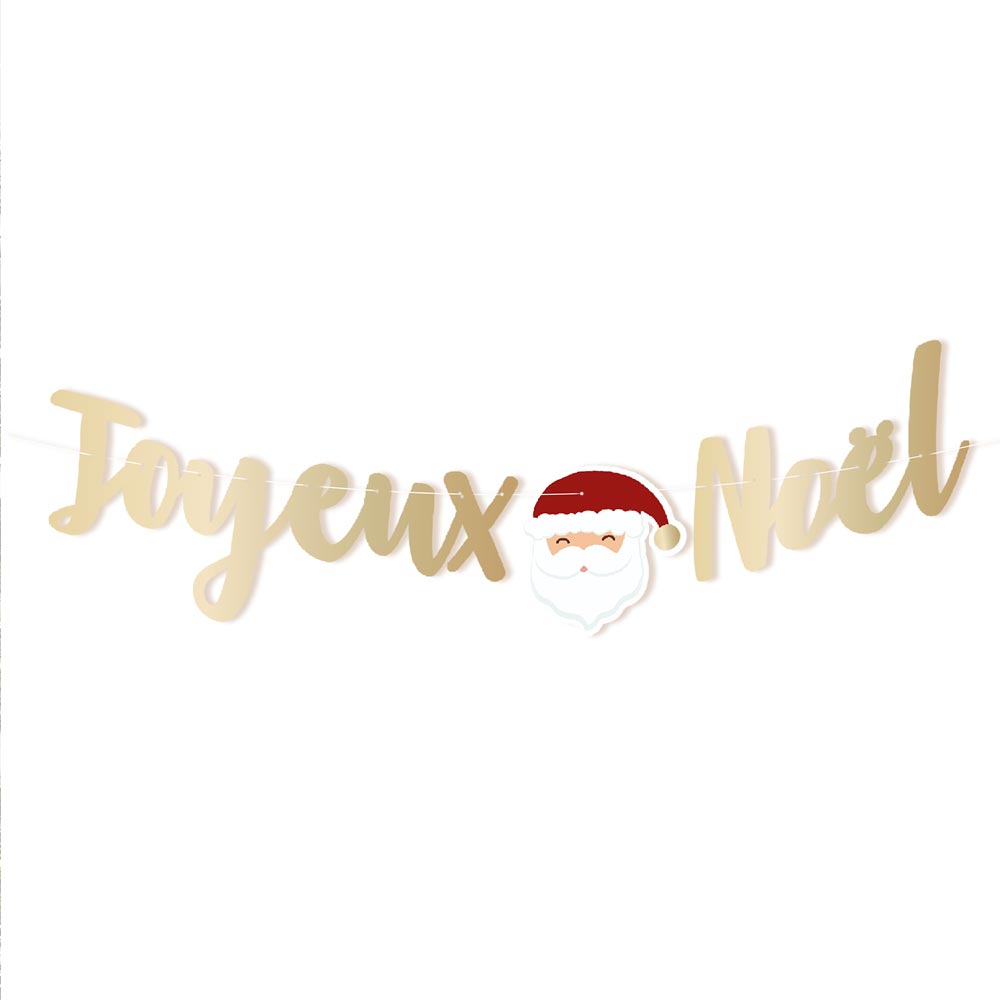 Guirlande de Noël 3m – "Joyeux Noël" avec Motif de Père Noël