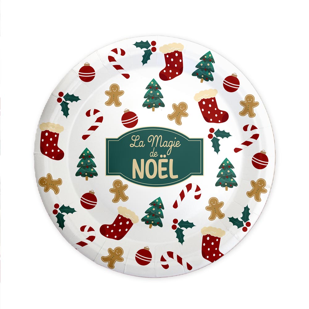 Assiettes de Noël en Carton - "La Magie de Noël"