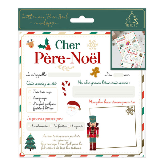 Lettre au Père Noël Personnalisée avec Liste de Cadeaux et Enveloppe Préremplie